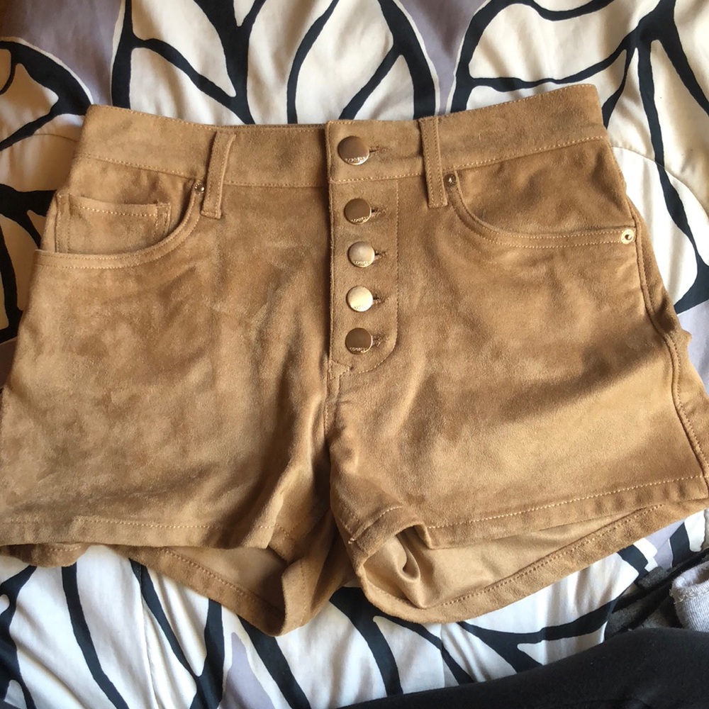 EXPRESS high rise suede tan colored shorts NWT